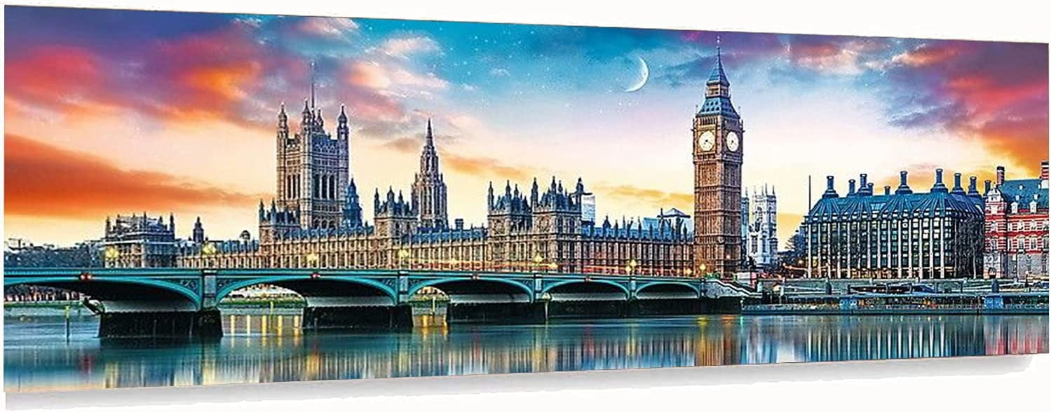 YALKIN City Night Large Diamond Painting Kits for Adults (35.5 x 15.7  inch), 5D Diamond Art Full Round Drill DIY Embroidery Pictures Arts Paint  by