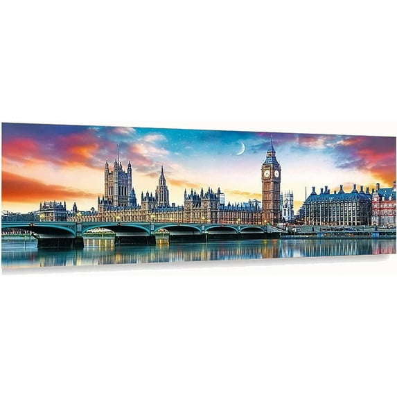 YALKIN 5D Diamond Painting Kits for Adults DIY Large Big Ben Landscape Full Round Drill (31.5 x 11.8 inch) Embroidery Pictures Arts Painting for Home Wall Decor