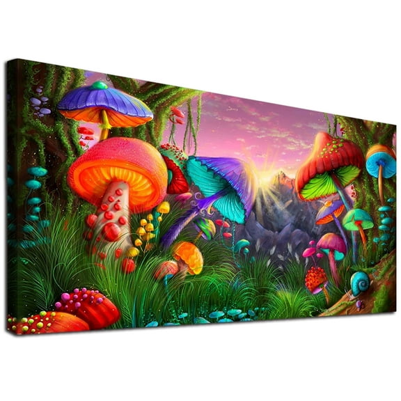 YALKIN 5D Large Diamond Painting Kits for Adults (27.6x15.7inch), Colorful Mushroom Round Full Round Drill Nature Gem Arts Paint by Diamonds Kits Diamond Art Kits for Home Wall Decor Relax Gift