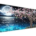 thumbnail image 1 of YALKIN 5D Large Diamond Painting Kits for Adults (31.5x15.7inch), Seaside Moon Cherry Tree Full Round Drill Scenery Pictures Arts Paint by Diamonds Kits Diamond Art Kits for Wall Decor Relax Gift, 1 of 7