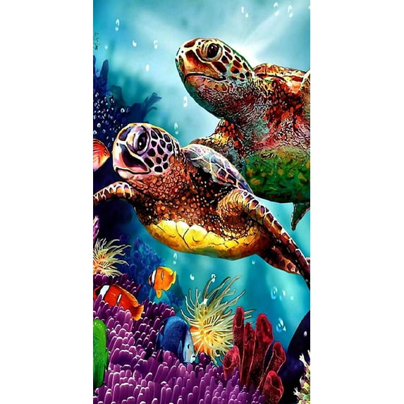 YALKIN Animal Sea Turtle 5D DIY Diamond Painting Kits for Adults (27.6x15.7inch) Full Round Drill Paint by Diamonds Kits for Home Wall Decor Relax Gift