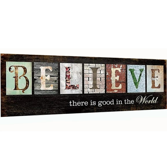 YALKIN Believe Large Diamond Painting Kits for Adults (35.5x11.8inches), Home Love Art Paint Saying with Full Round Drill Embroidery Pictures, Wall Décor Stress, and Anxiety Relief