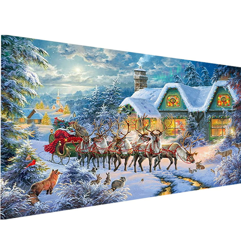 YALKIN Christmas Deer Large Diamond Painting Kits for Adults (27.6 x 15.7  inch), 5D Diamond Art Full Round Drill DIY Embroidery Pictures Arts Cross  Stitch Kits for Home Wall Decor 