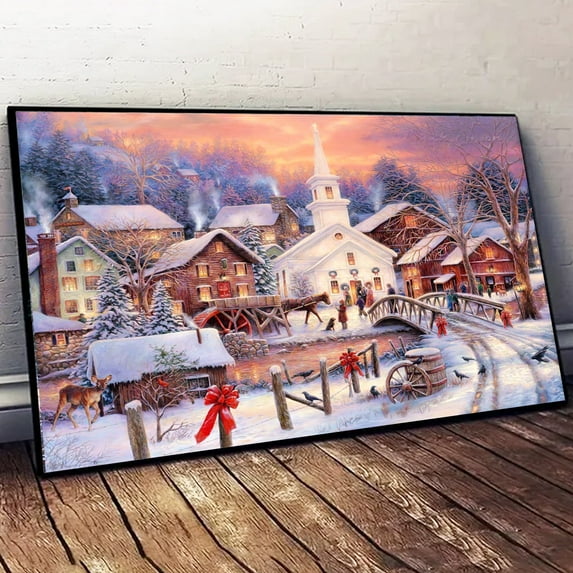 YALKIN Christmas Night Large Diamond Painting Kits for Adults (27.6 x 15.7 inch), 5D Diamond Art Full Round Drill DIY Embroidery Pictures Arts Cross Stitch Kits for Home Wall Decor