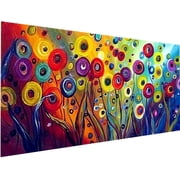 YALKIN Colorful Flower Large Diamond Painting Kits for Adults 35.4 x 3.9 inch, 5D Diamond Art Full Round Drill DIY Embroidery Pictures Arts Paint by Number Kits for Home Wall Decor