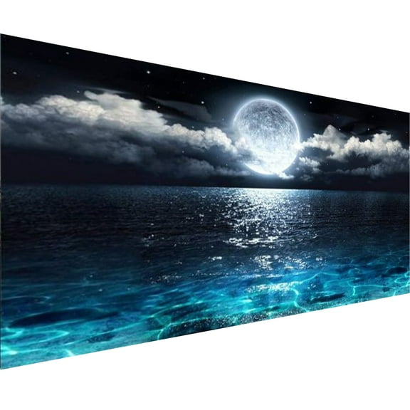 YALKIN Diamond Painting Kits for Adults(31.5 x 15.7 inch), DIY Large 5D Diamond Painting Moon Paint by Number with Gem Art Drill Dotz Diamond Art Kits for Kids for Home Wall Dcor