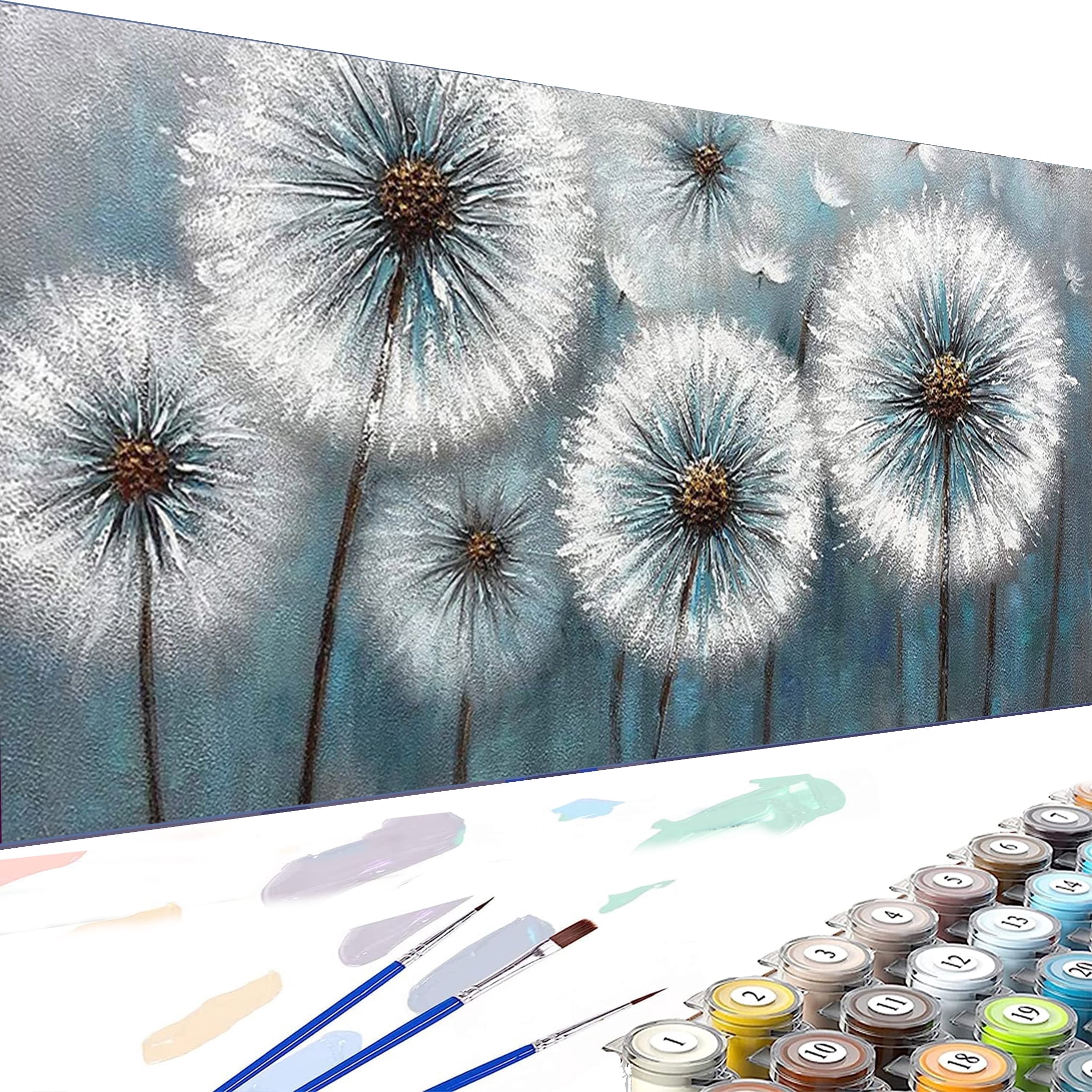 YALKIN Large Dandelion Painting by Numbers for Adults, Floral Wall