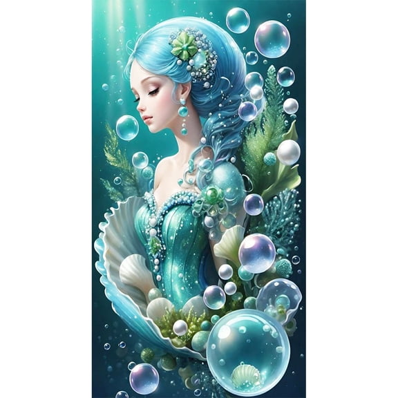 YALKIN Large Diamond Painting Kits for Unisex Adults Beginners (28x16 inch), Shell Girl 5D Diamond Art Full Round Drill DIY Embroidery Pictures Arts for Home Wall Decoration