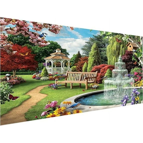 YALKIN Spring Garden Large Diamond Painting Kits for Adults (27.6 x 15.7 inch), 5D Diamond Art Full Round Drill DIY Embroidery Pictures Arts Cross Stitch Kits for Home Wall Decor