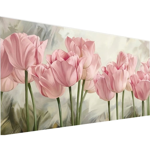 YALKIN Tulip Flower Large Diamond Painting Kits for Adults (35.5 x 15.7 inch), 5D Diamond Art Full Round Drill DIY Embroidery Pictures Arts Paint by Number Kits for Home Wall Decor
