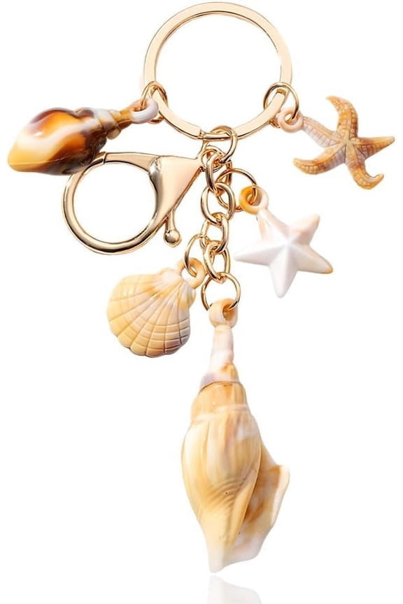 YALLNASL Seashell Bag Charms for Tote Bag Beach Accessories for Purse Backpack Women Girls Beach Theme Gift Keychain Seashell