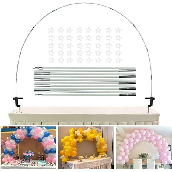 YALLOVE Tabletop Balloon Arch Frame, Adjustable Balloons Arch Stand for Tables with 40 Clips