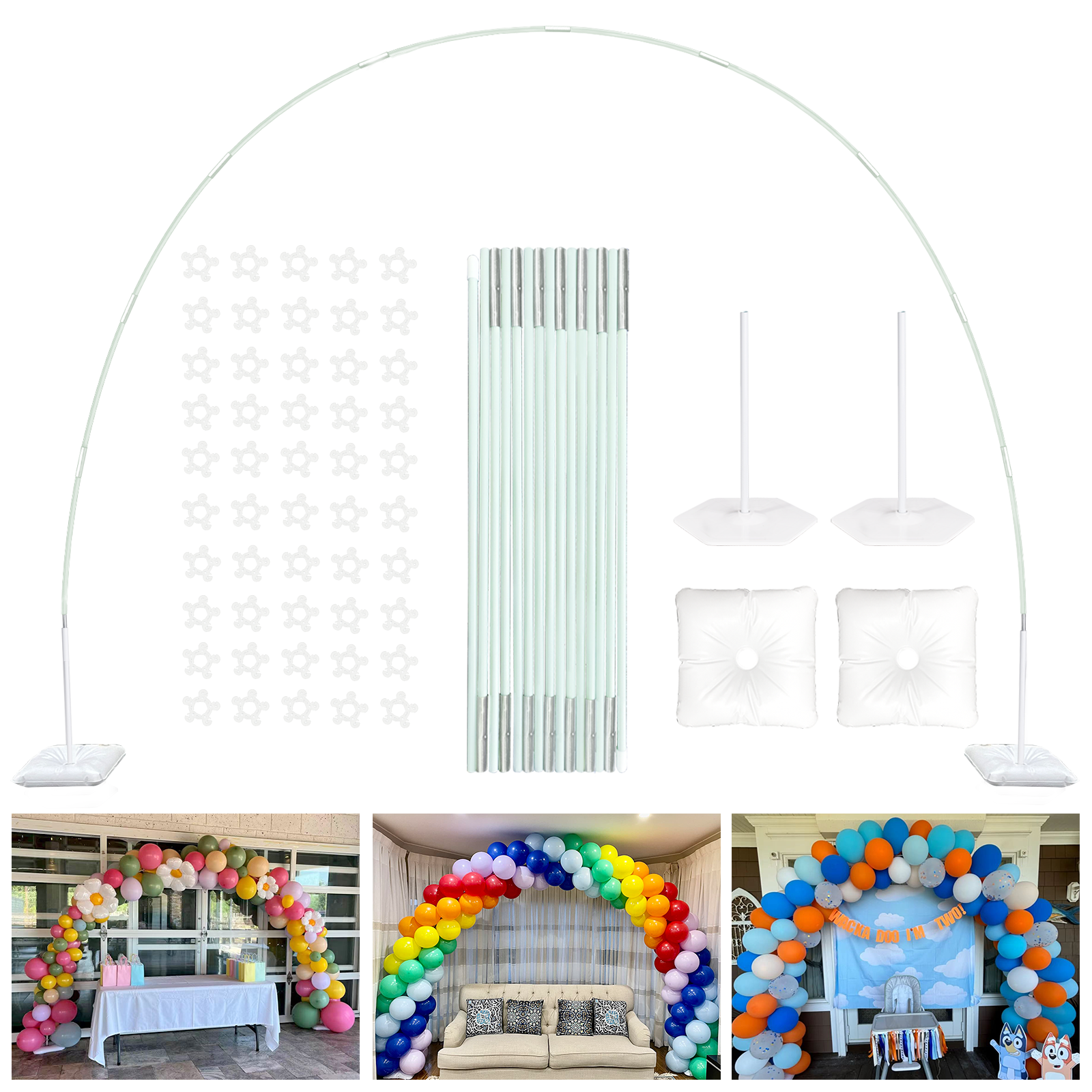 YALLOVE Balloon Arch Stand Kit, 10 ft Width & 7.5 ft Hight Adjustable  for Birthday, Wedding, Baby Shower, Not Include Balloons