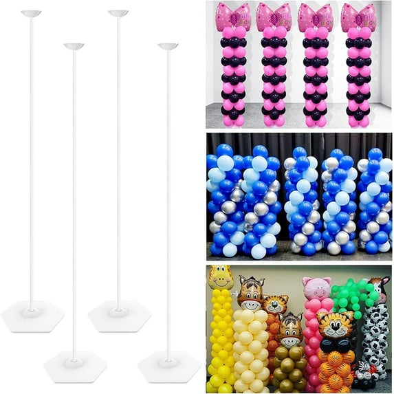 YALLOVE 63-Inch Metal Balloon Column Stand with Water Weight, 4 Set