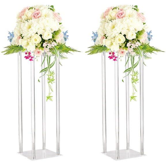 YALLOVE Tall Clear Centerpiece Vase for Table,23.6" Tall Flower Centerpiece Stand Wedding Party Table Decorations Set of 2