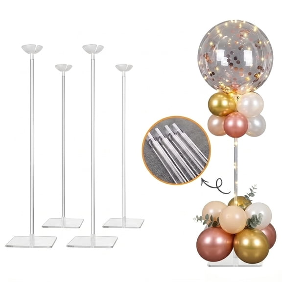 YALLOVE 23.6" Balloon Stands for Table with Base, Set of 4 for Wedding, Birthday Party Decorations