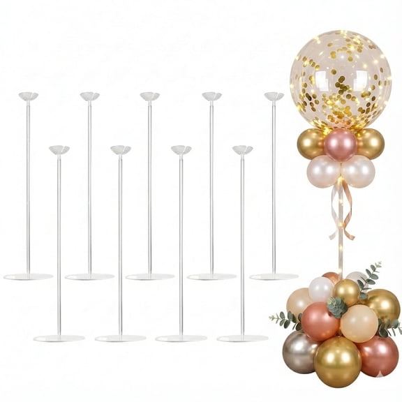 YALLOVE Clear Acrylic Tabletop Balloon Stand Kit, Adjustable Height, 23.6 Inch & 10 Packs, Ideal for Easter Party