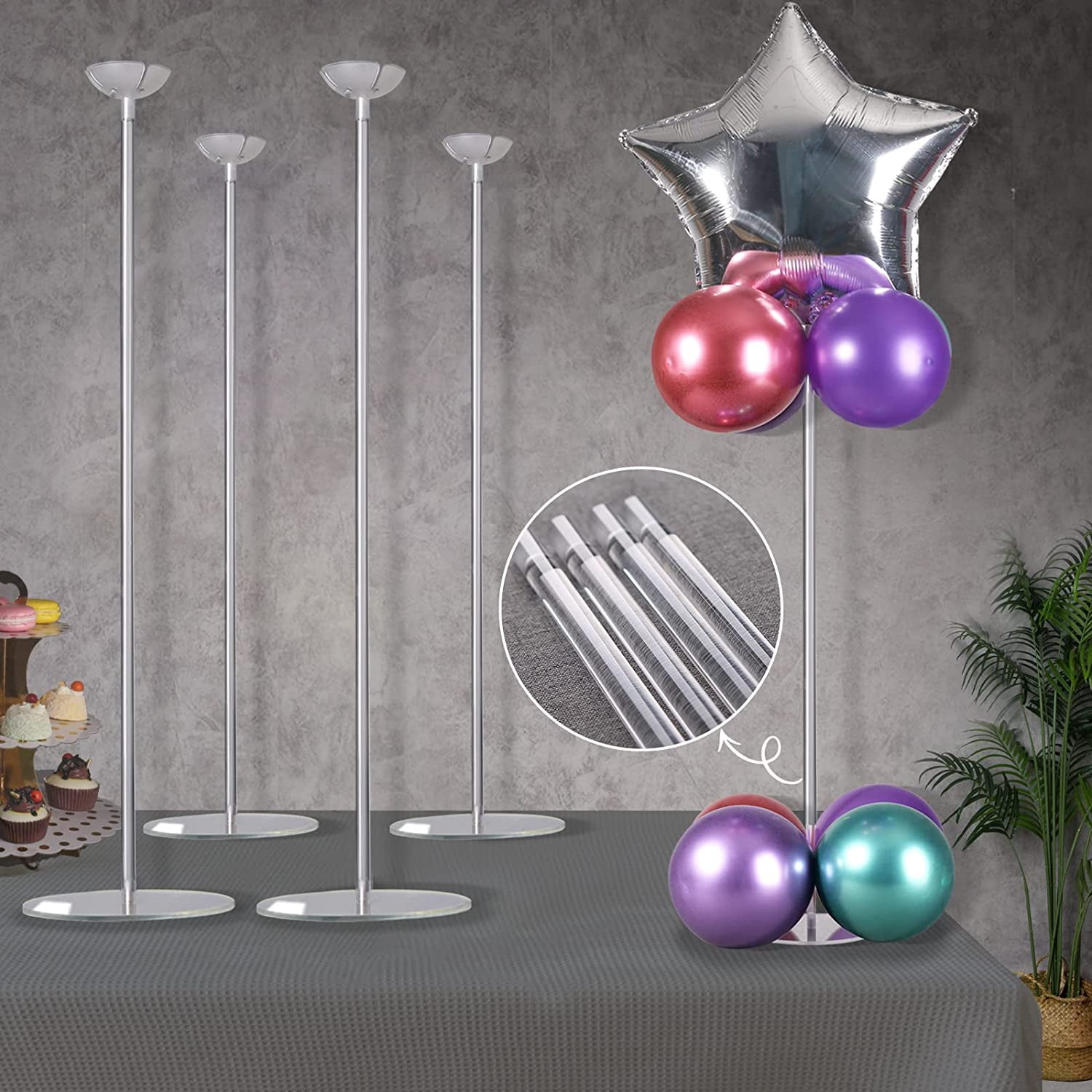 YALLOVE Clear Acrylic Tabletop Balloon Stand Kit, Adjustable Height, 23