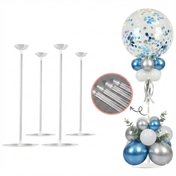 YALLOVE 15.75" Tabletop Balloon Column Stand Kit with Base Set of 4 Adjustable Height for Halloween Wedding Birthday Party Supplies