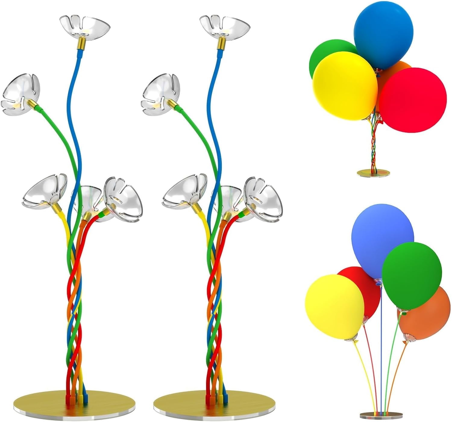 YALLOVE Flexible Balloon Stand Kit Set of 2, Include Latex Balloons, Gold Base