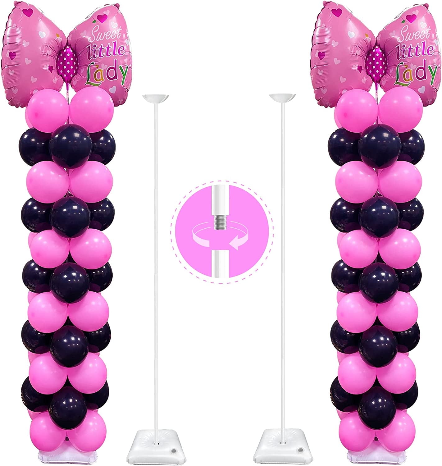 YALLOVE Metal Balloon Holders Set of 2, Height Adjustable 1.3 to 10.5 Ft, Sturdy Design