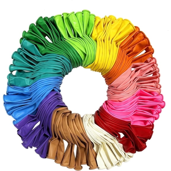 YALLOVE 12“ Assorted Standard Color Mix Balloons for Party, 120 Count, Latex Thickened