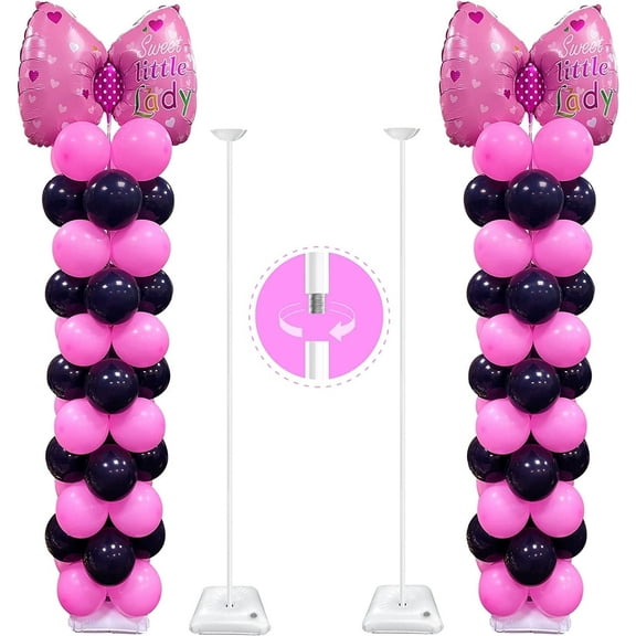 YALLOVE Metal Balloon Holders Set of 2, Height Adjustable 1.3 to 10.5 ft, Sturdy Design for Halloween Birthday Wedding