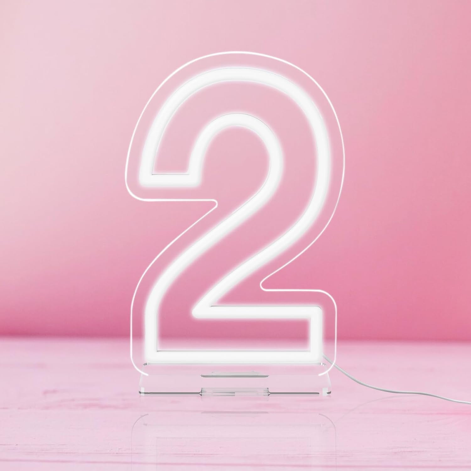 YALLOVE Neon Sign Number-2, 9.8 inches Height USB Powered Night Light ...