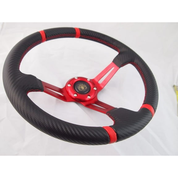 YAMAHA GOLF CART & POLARIS RHINO RED steering wheel W/ Adapter 3 spoke