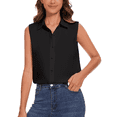 thumbnail image 1 of SPRING SEAON Women’s Sleeveless Blouse V Neck Button Down Chiffon Shirt for Women Casual Loose Fit Work Tops with Collar for Office or Daily Wear, 1 of 11