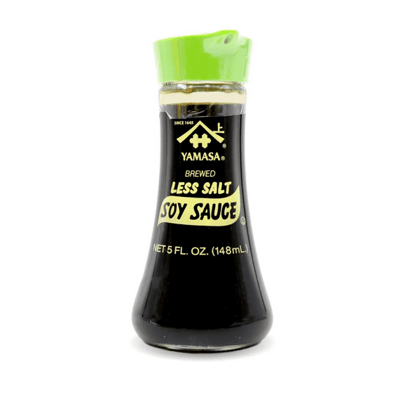 Yamasa Soy Sauce Less Salt with Dispenser 5oz, Contains Wheat and Soybeans