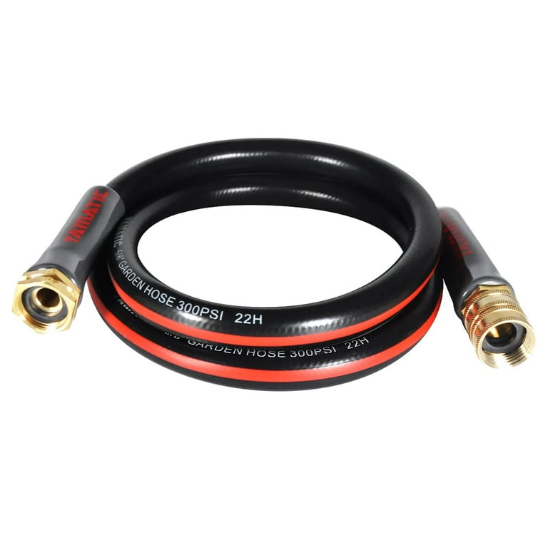 YAMATIC Female to Female Short Garden Hose 5/8 in x 5 ft, 2 in 1 Dual Use  Heavy Duty Leader Hose with Solid Brass Connector, All-Weather Water Hose