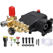 YAMATIC 3/4" Shaft Horizontal Triplex Pressure Washer Pump, 3500 PSI @ 2.6 GPM, 5 8 HP Replacement for Simpson 90036, 40224, 40225, 40226, Honda GC190 GX200, Santoprene 41182