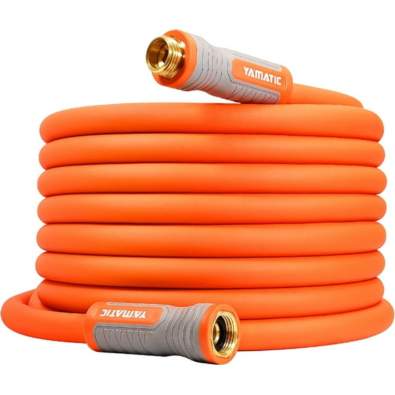 YAMATIC Garden Hose 5/8 in x 50 ft, Ergonomic Swivel Fittings, Burst 600 PSI, Heavy Duty Water Hose