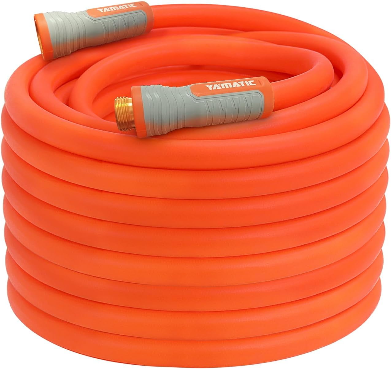 YAMATIC Garden Hose 75 ft 5/8", Flexible Water Hose, Burst 600 PSI Orange Polymer Heavy Duty Hose