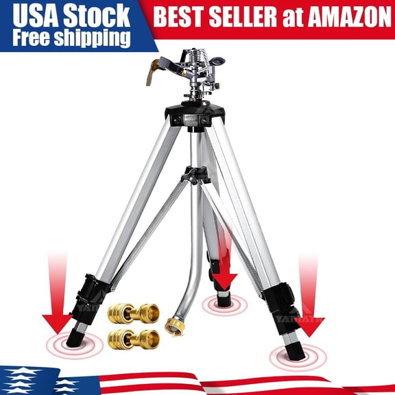 YAMATIC Impact Sprinkler on Adjustable Tripod Base 360 Degree Large Area (36 in)