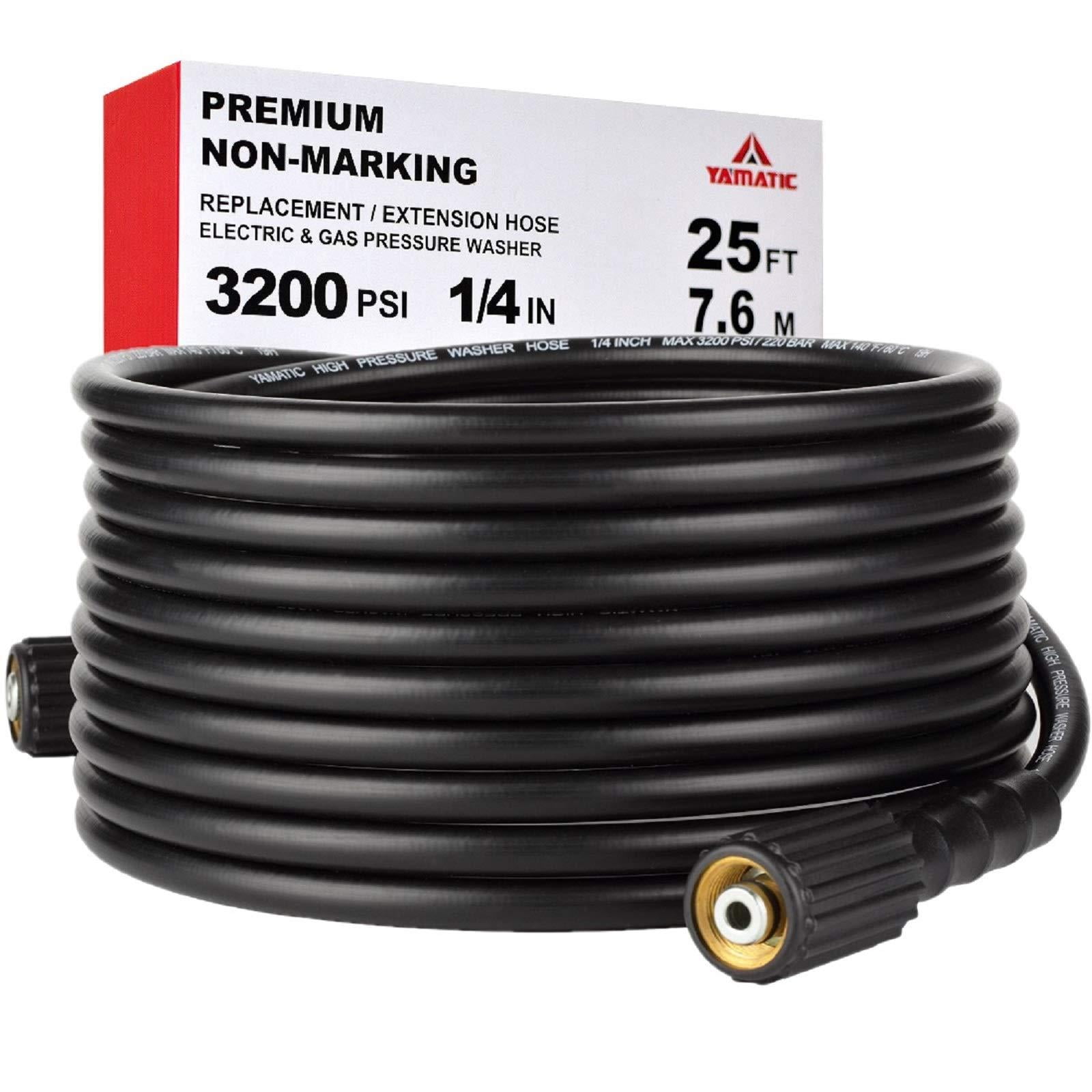 YAMATIC Kink Free 3200 PSI 25 FT Pressure Washer Hose 1/4" M2214mm