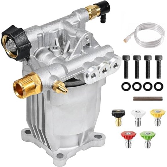 YAMATIC Pressure Washer Pump 3/4" Shaft Horizontal Power Washer Pump Max 3200 PSI 2.5 GPM Replacement Pump with 5 Nozzles Compatible with Simpson 90028, 90029, MSH3125, 520006, Honda GC190 GC160