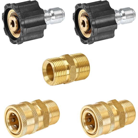 YAMATIC Pressure Washer Quick Connectors, M22 to 3/8" Quick Connector 2 Sets & (2) M22-14mm Male Extension Adapter, Quick-Connect for a Pressure Washer, Hose, and Gun