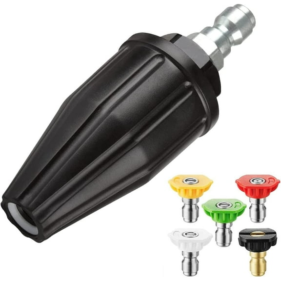 YAMATIC Pressure Washer Turbo Nozzle Tips, 360 Rotating Spray with 5 Nozzles, 3000 PSI 4.0 GPM, 1/4" Quick Connect Compatible with Ryobi, Greenworks, Craftsman, Simpson