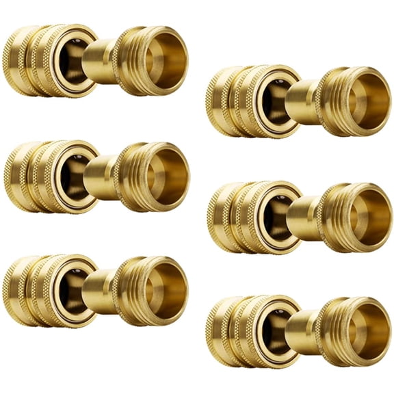 YAMATIC Solid Brass Garden Hose Quick Connect Set, 3/4 Inch GHT Water Hose Quick Connect Fittings (6 Sets)