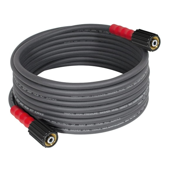 YAMATIC Top Flexible Pressure Washer Hose 25FT 1/4", Kink Resistant Power Washer Hose Replacement for Flexzilla Uberflex Ryobi Genarac Troy Bilt Honda M22-14mm Rated 3200 PSI/Max 3700 PSI,Grey