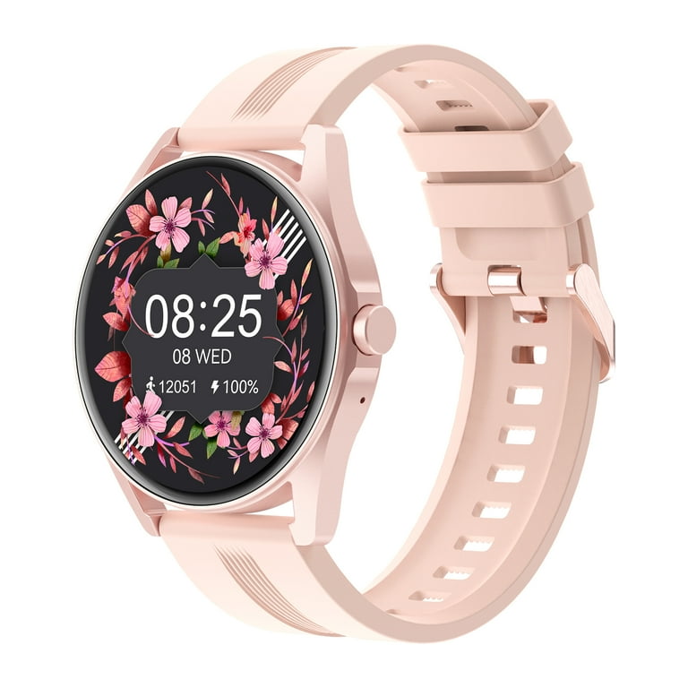 Round Smart Watch for Women Men Watches with Custom Watch Face IP68 Waterproof Compatible with iPhone Android Phones Pink Walmart