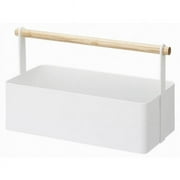 YAMAZAKI home 2312 5.1 x 11.4 in. Steel Multi-Purpose Tool Box With Wooden Handle - Large, White
