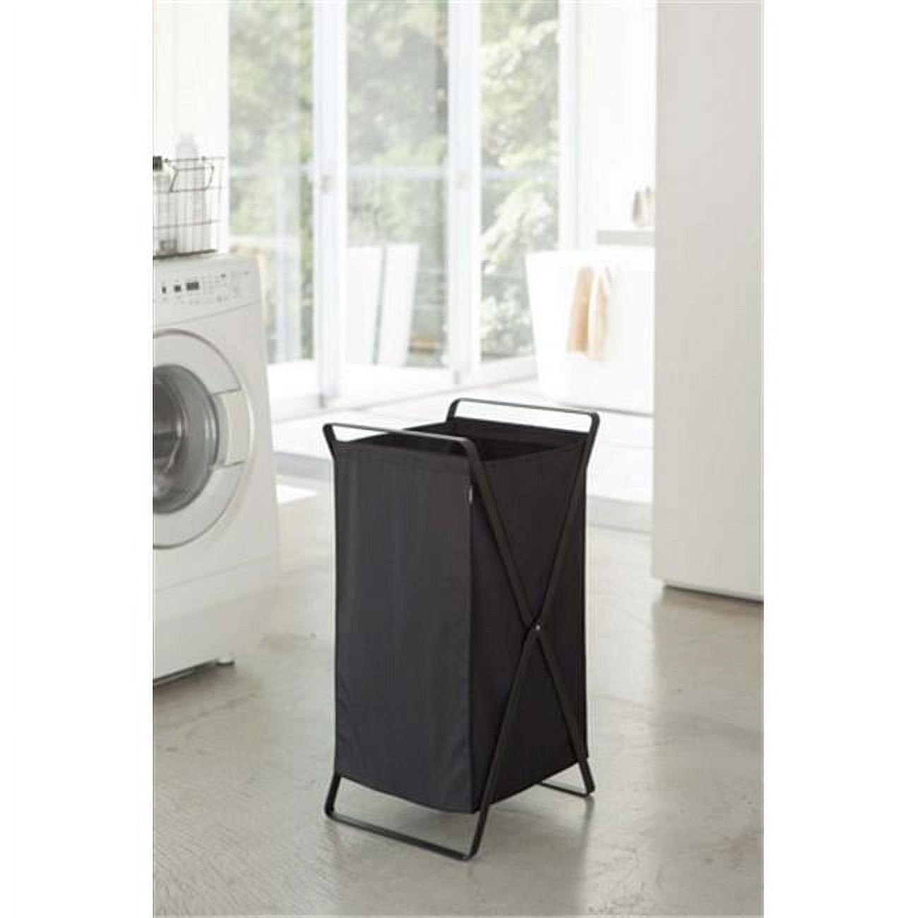 Black Collapsible Laundry Hamper with Durable Frame