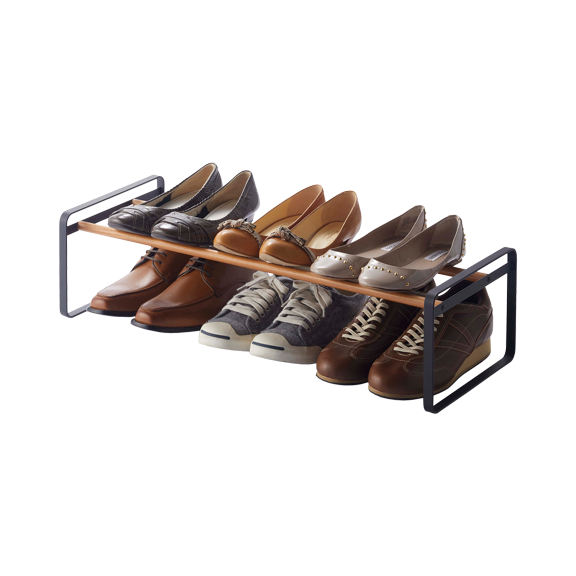 YAMAZAKI home 7753 9.8 x 25.6 in. Plain Shoe Rack - Black