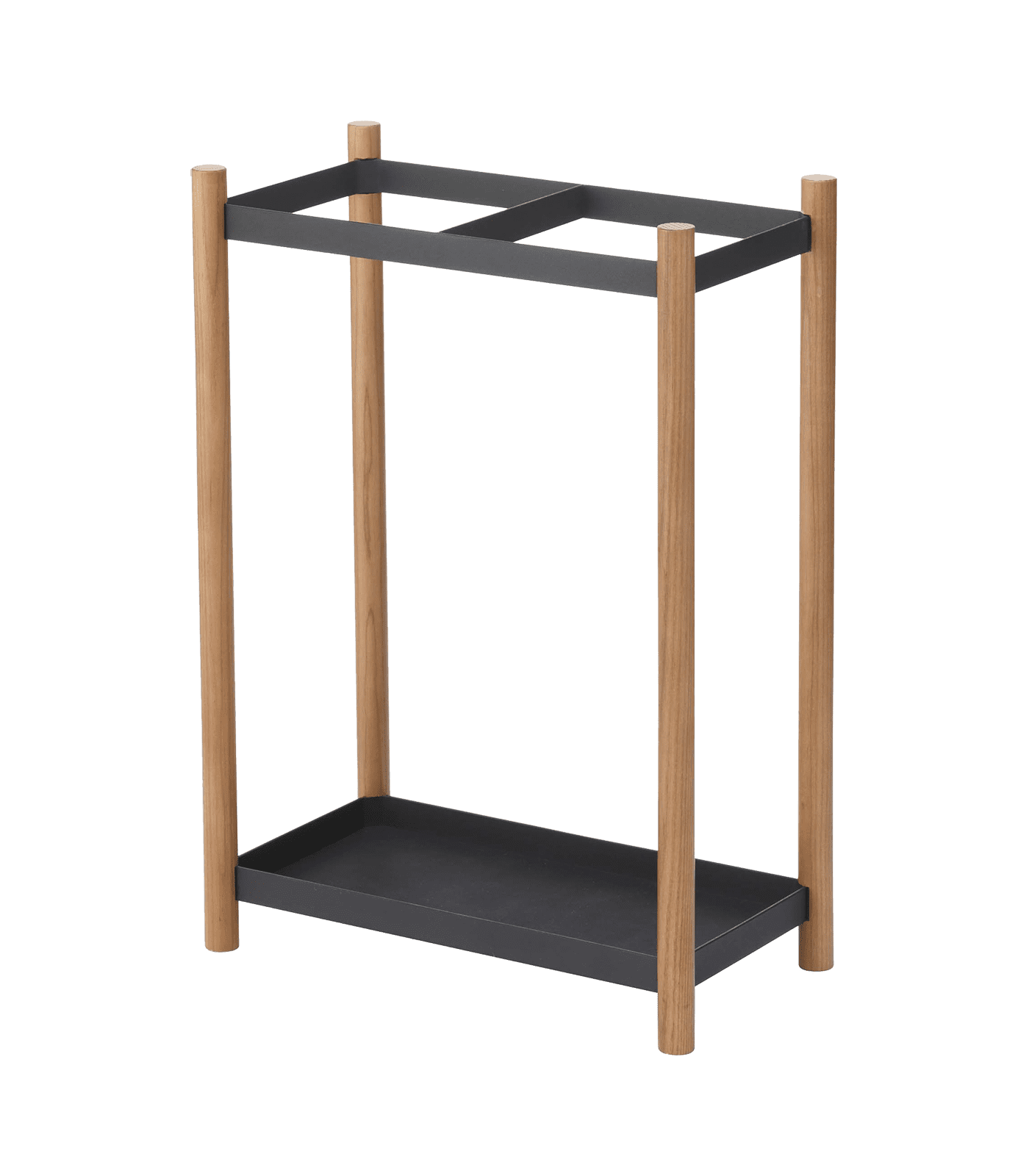 Black and Wood Space-Saving Umbrella Stand
