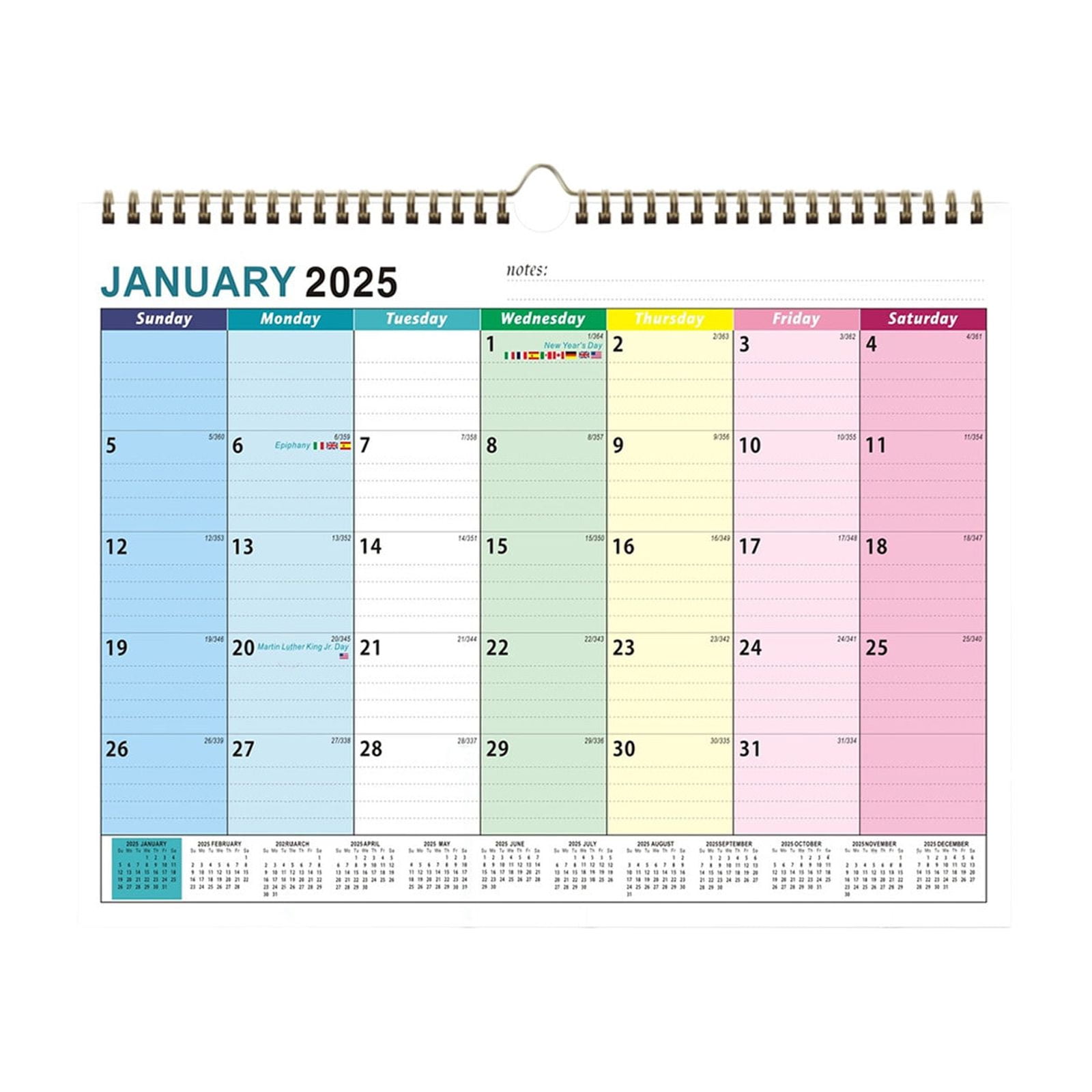 YAMB 2025 Calendar 18 Month,Colorful Grid Wall Calendar 20252026 from