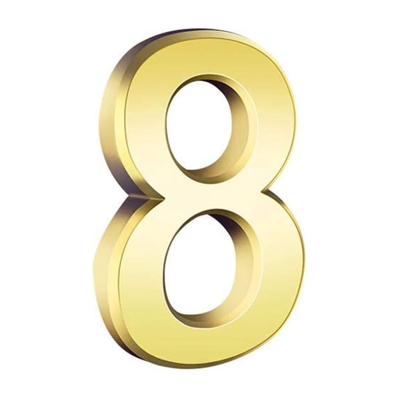 YAMB 3 Inch Gold House Address Number Sign, Floating 0-9 Home Mailbox Numbers with Self-Adhesive Backing, 3D Shadow Effect Street Door Address Label for Indoor Outdoor Building Layout (8)