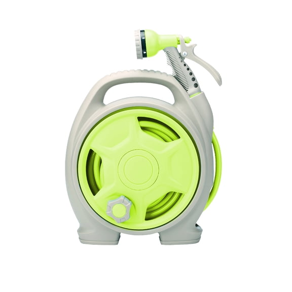 YAMB 50FT Retractable Garden Hose Reel, Portable Flexible Water Pipe with 6 Spray Modes Nozzle, Easy Storage Auto Retractable Water Hose for Garden Watering Car Washing Pet Cleaning Daily Use